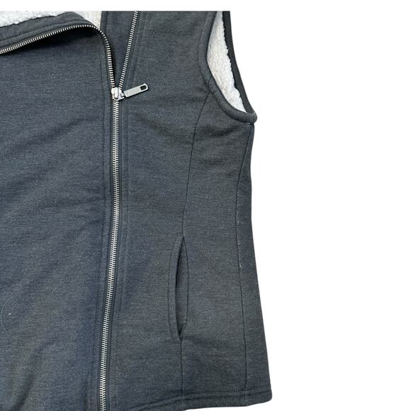 Banana Republic Gray White Fleece Sleeveless Asymmetric Vest XS - Picture 2 of 5